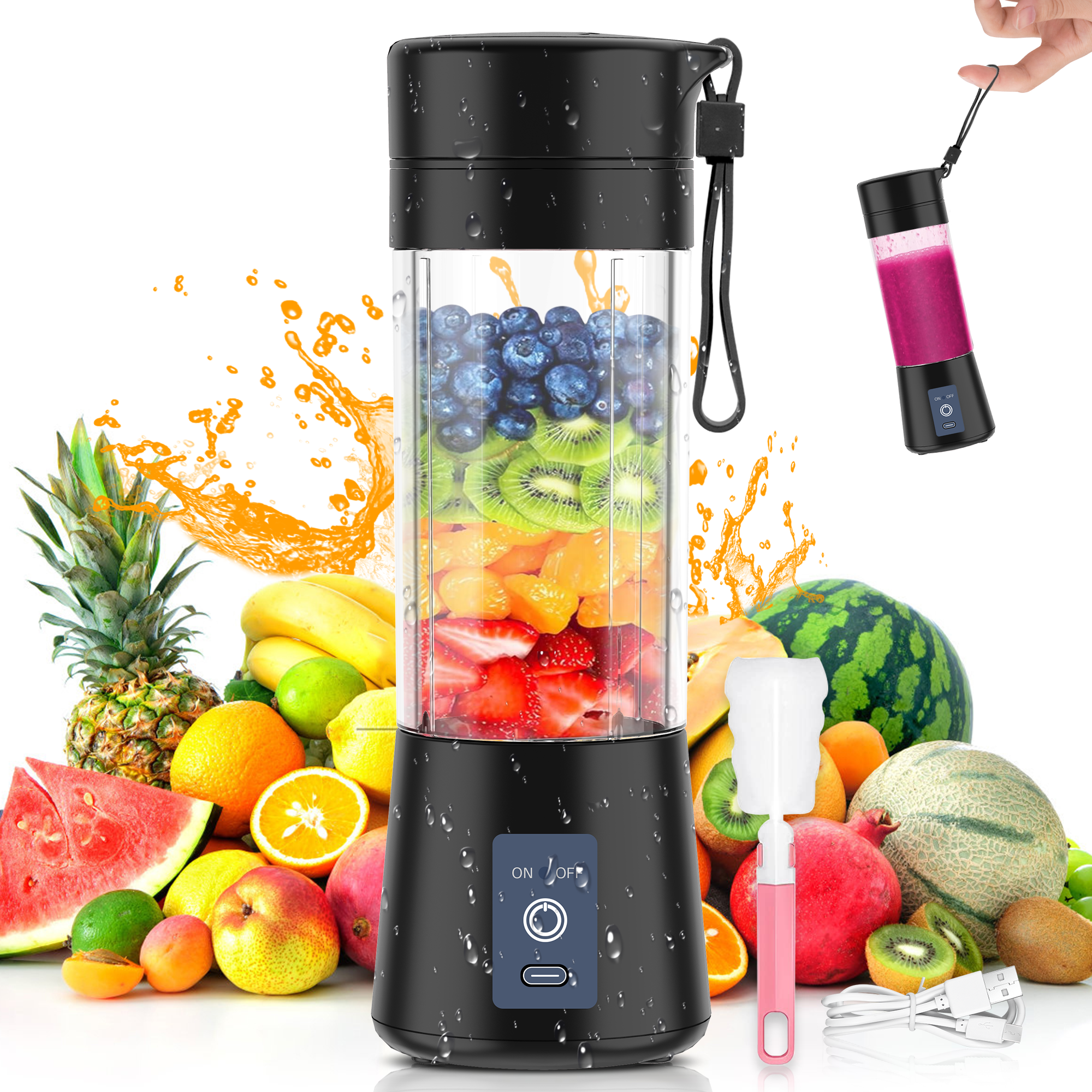 VIIWII Portable Personal Blender Cup for Smoothies and Shakes, Smoothie Blender Mini Machine, 380ml