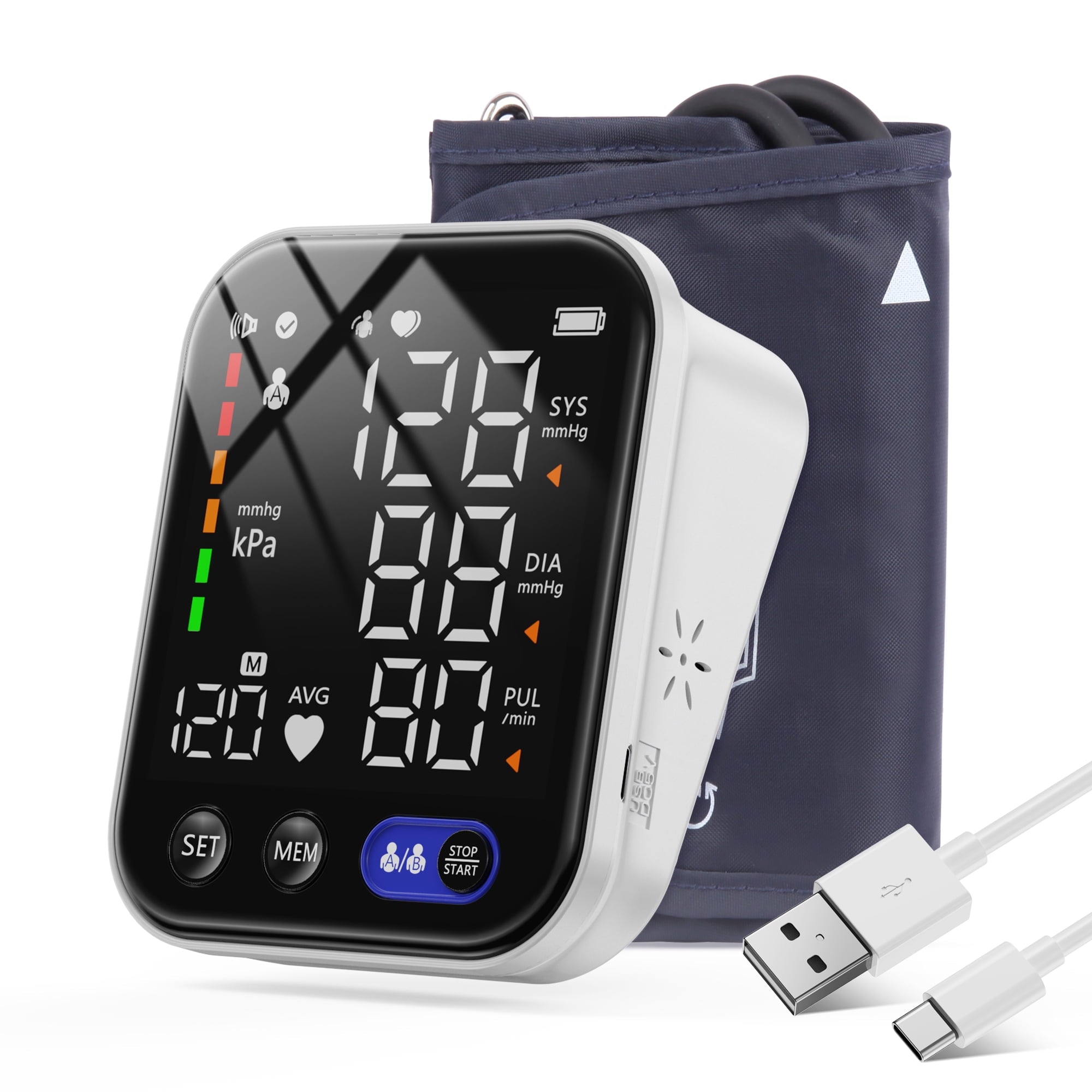 VIIWII Rechargeable Blood Pressure Monitor with LED Digital Display, Upper Arm Cuff, Accurate & Easy BP Monitor for Home Use