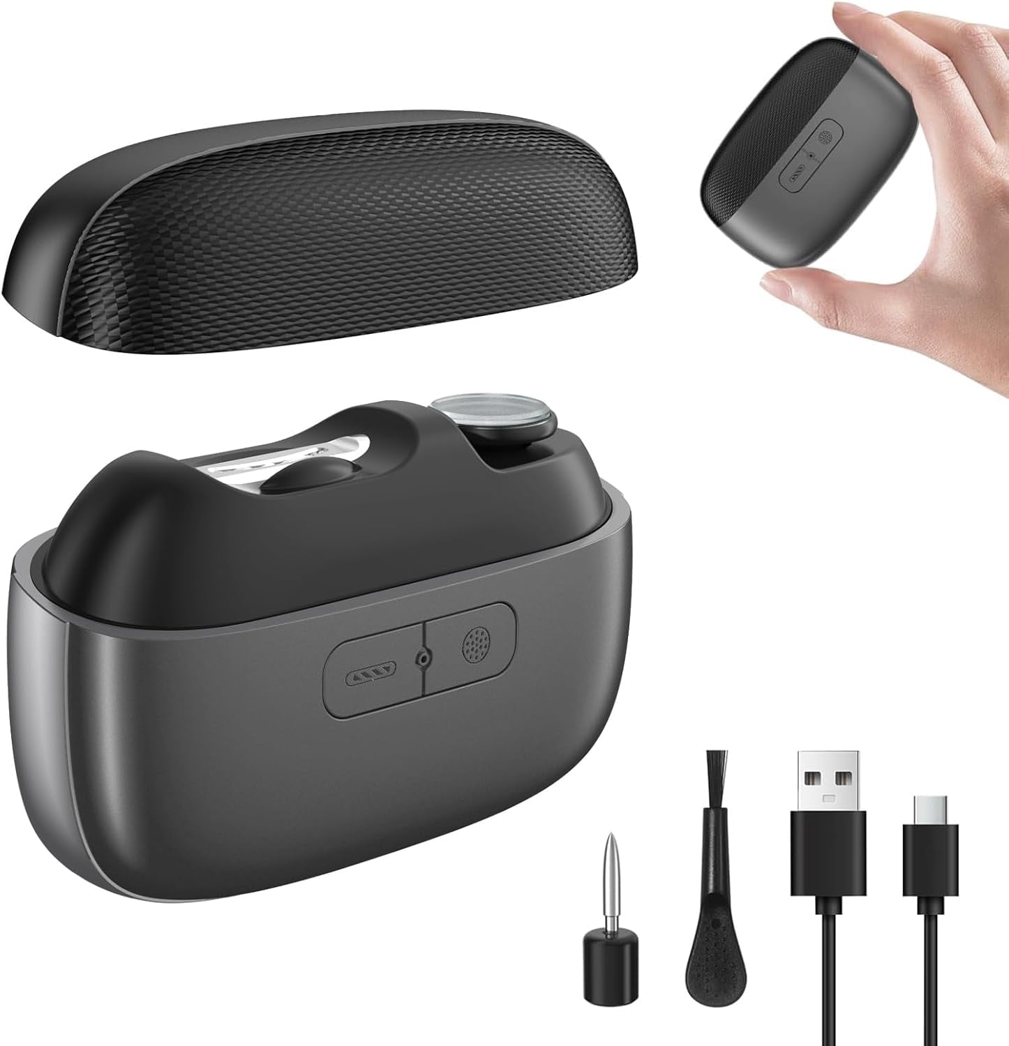 Nail Trimmer & Nail Drill with Polishing, Rechargeable Fingernail Clipper with 2 Adjustable Speeds & LED Light, for Seniors, Adults, Men