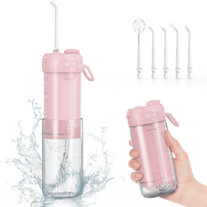 VIIWII Portable Water Flosser for Teeth Mini Cordless Rechargeable with 4 Modes,IPX7 Waterproof,200ML Large Tank,Oral Irrigator for Travel Home Use,Pink