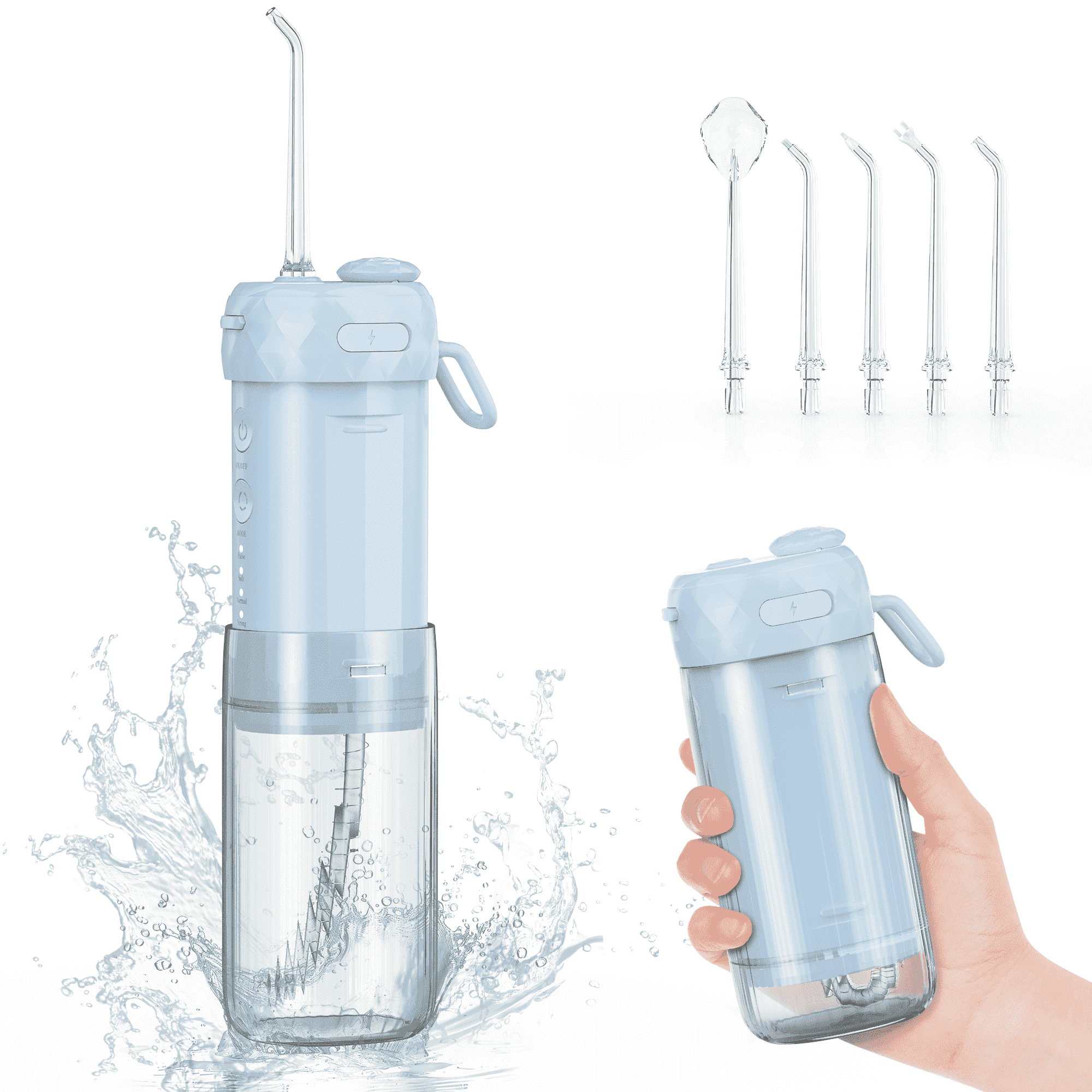 VIIWII Portable Water Flosser for Teeth - Mini Cordless Rechargeable, 4 Modes, IPX7 Waterproof, 200ML Tank, Oral Irrigator,Blue