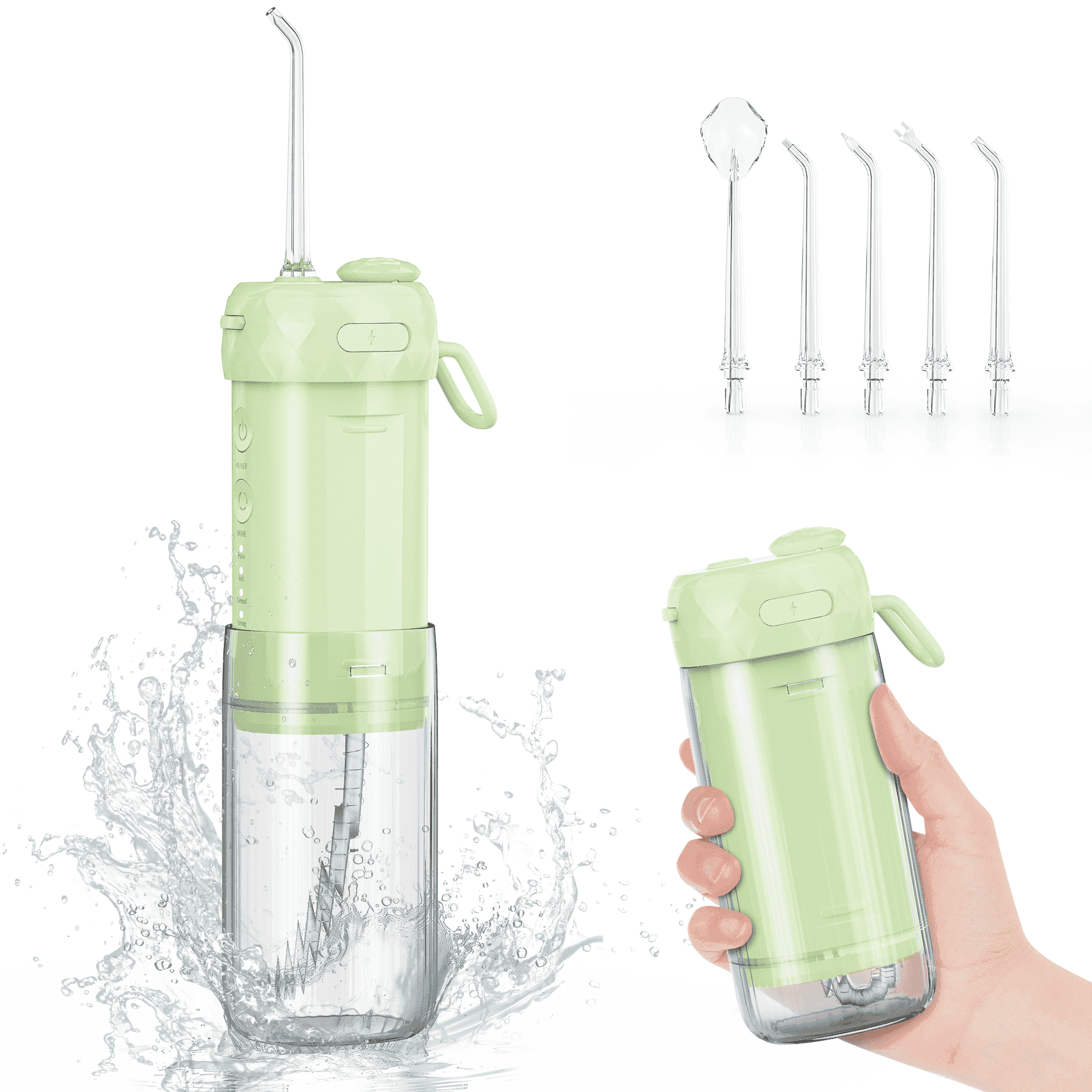 VIIWII Portable Water Flosser for Teeth Mini Cordless Rechargeable with 4 Modes,IPX7 Waterproof,200ML Large Tank,Oral Irrigator for Travel Home Use,Green