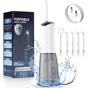 VIIWII Portable Water Flosser ¨C 360ML Oral Irrigator for Teeth & Braces, IPX7 Waterproof, Rechargeable Dental Cleaner with 5 Nozzles, White