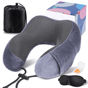 VIIWII Travel Pillow for Adults Memory Foam Lightweight Neck Pillows for Sleeping on Airplane Gray